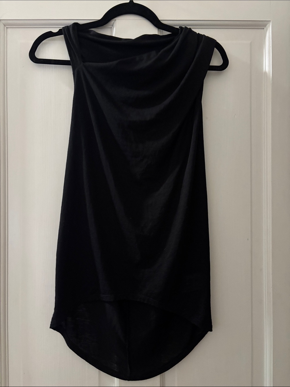 Helmut Lang Black Asymmetric Draped Tank Top